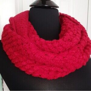New York & Company Red Infinity Crochet 100% Acrylic Womens Scarf